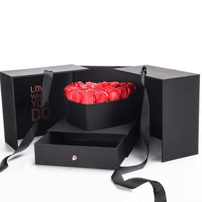 Big Cube Flowers Gift Box With Heart Shape Box And Drawer Box