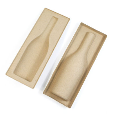 Biodegradable Paper Molded Pulp Packaging Tray With Lid For Fruit Juice Whisky Wine Bottle