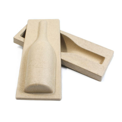 Biodegradable Paper Molded Pulp Packaging Tray With Lid For Fruit Juice Whisky Wine Bottle